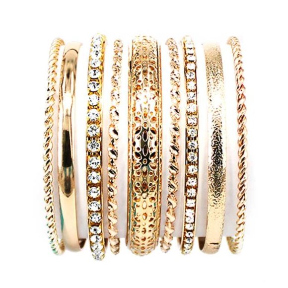 Jewelry - Multi Metal Bangle Rhinestone Mix Bracelet
